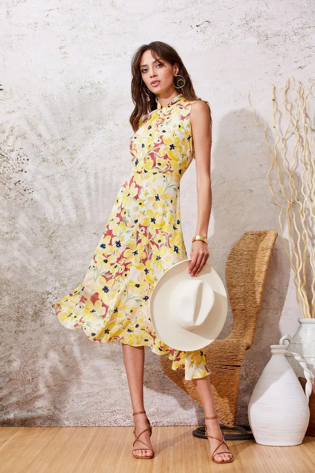 Elie Tahari Dresses and Jumpsuits Floral Silk Twist Neck Dress Watercolor Blooms 8211 Women