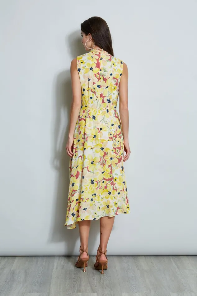 Elie Tahari Dresses and Jumpsuits Floral Silk Twist Neck Dress Watercolor Blooms 8211 Women