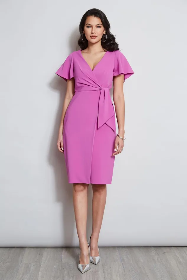 Elie Tahari Dresses and Jumpsuits Mock Wrap Flutter Sleeve Dress Peony 8211 Women Elie Tahari Dresses and Jumpsuits Mock Wrap Flutter Sleeve Dress Peony 8211 Women
