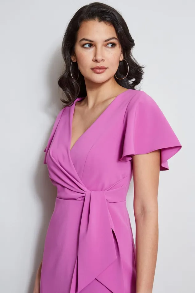 Elie Tahari Dresses and Jumpsuits Mock Wrap Flutter Sleeve Dress Peony 8211 Women