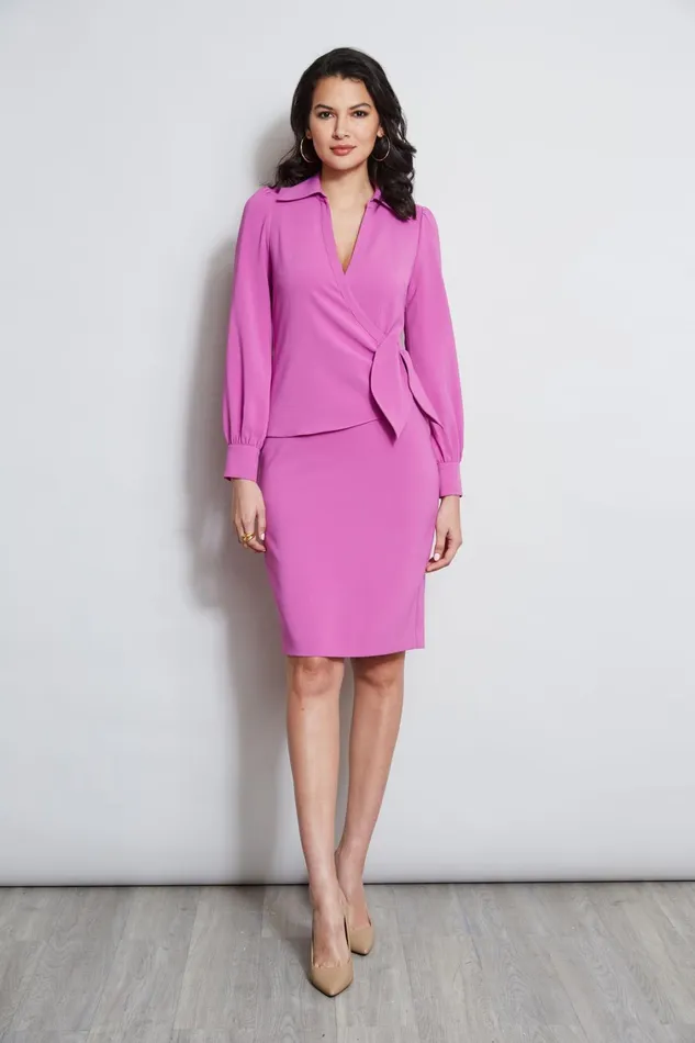 Elie Tahari Dresses and Jumpsuits Mock Wrap Tie Dress Peony 8211 Women