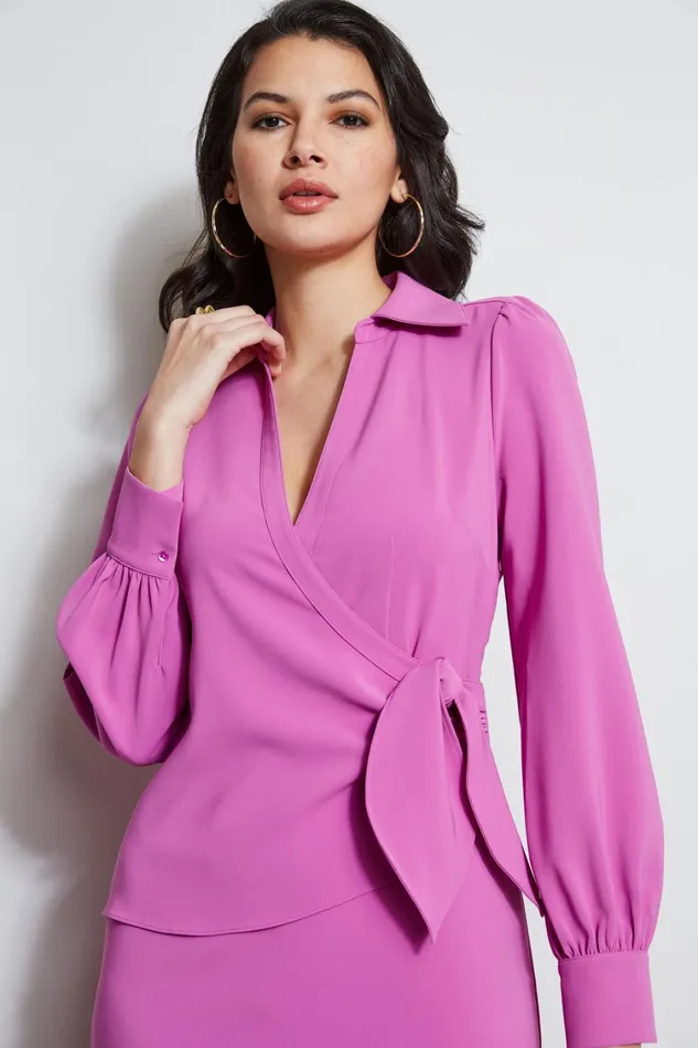 Elie Tahari Dresses and Jumpsuits Mock Wrap Tie Dress Peony 8211 Women