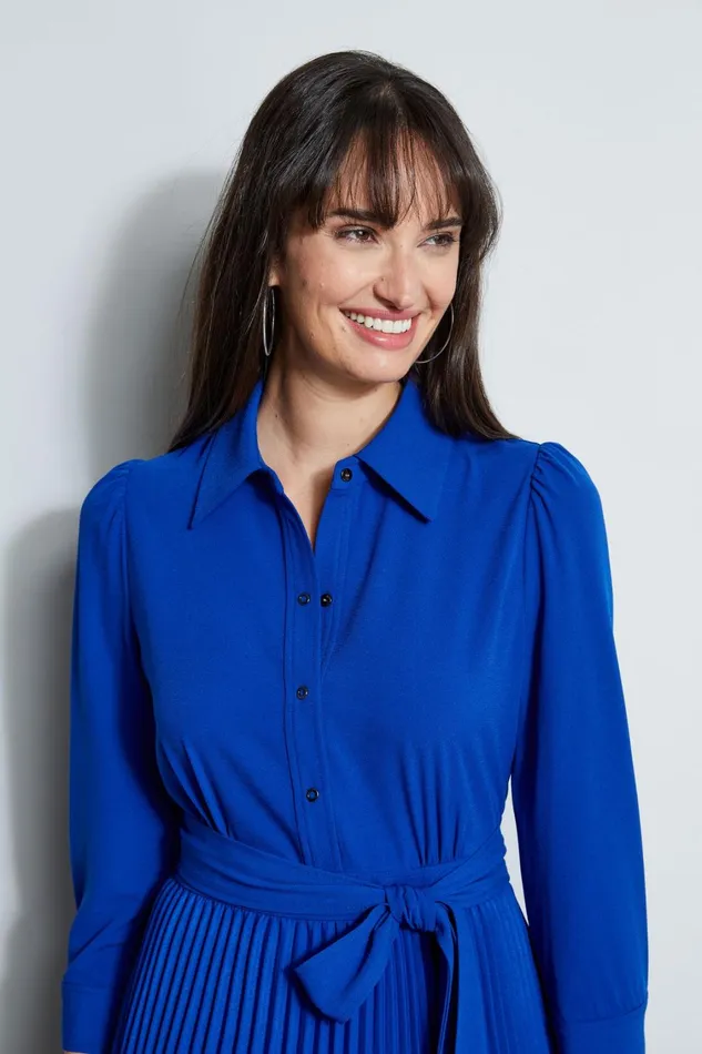 Elie Tahari Dresses and Jumpsuits Pleated Laser Cut Dress Klein Blue 8211 Women