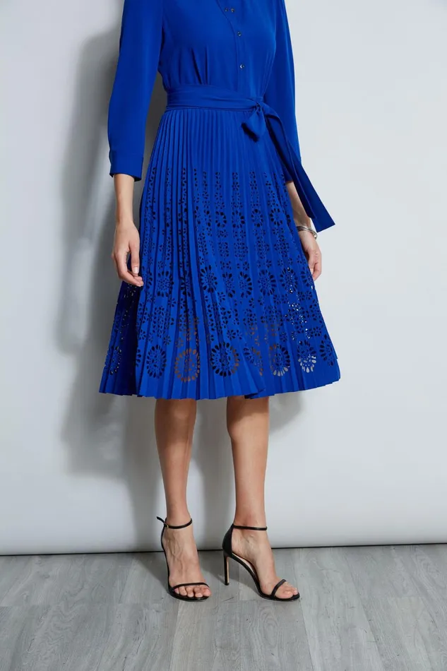 Elie Tahari Dresses and Jumpsuits Pleated Laser Cut Dress Klein Blue 8211 Women