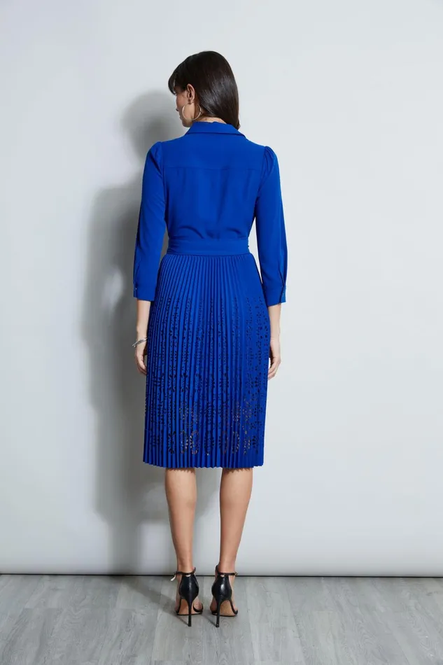 Elie Tahari Dresses and Jumpsuits Pleated Laser Cut Dress Klein Blue 8211 Women