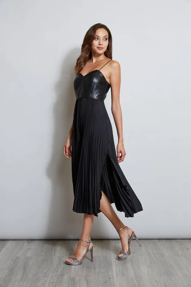 Elie Tahari Dresses and Jumpsuits Vegan Leather Pleated Dress Black 8211 Women