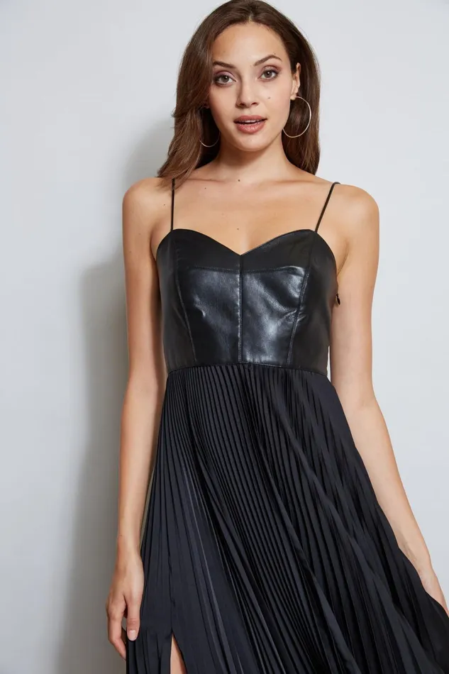 Elie Tahari Dresses and Jumpsuits Vegan Leather Pleated Dress Black 8211 Women
