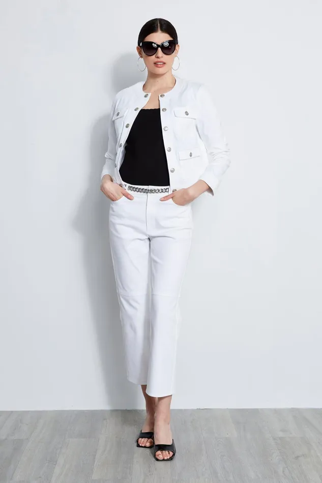 Elie Tahari Jackets and Blazers Crest Button Denim Jacket White 8211 Women