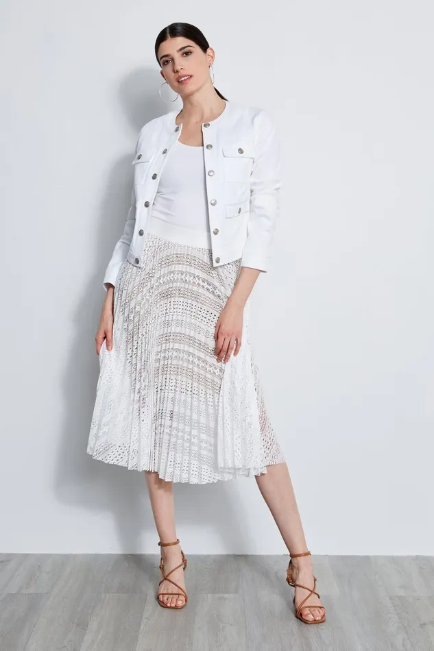 Elie Tahari Jackets and Blazers Crest Button Denim Jacket White 8211 Women