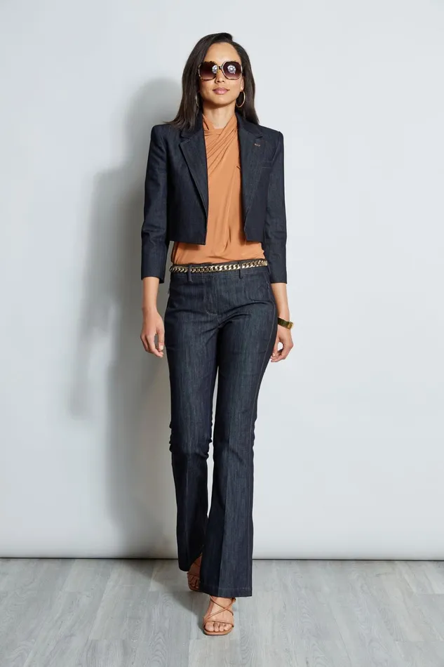 Elie Tahari Jackets and Blazers Cropped Denim Jacket Indigo 8211 Women