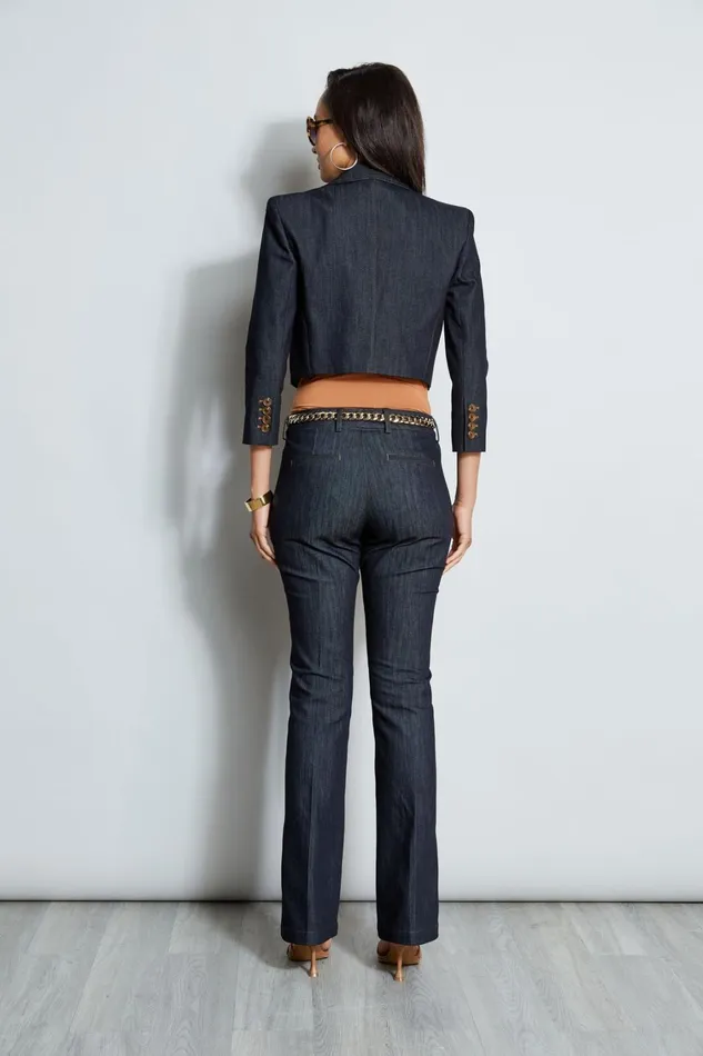 Elie Tahari Jackets and Blazers Cropped Denim Jacket Indigo 8211 Women