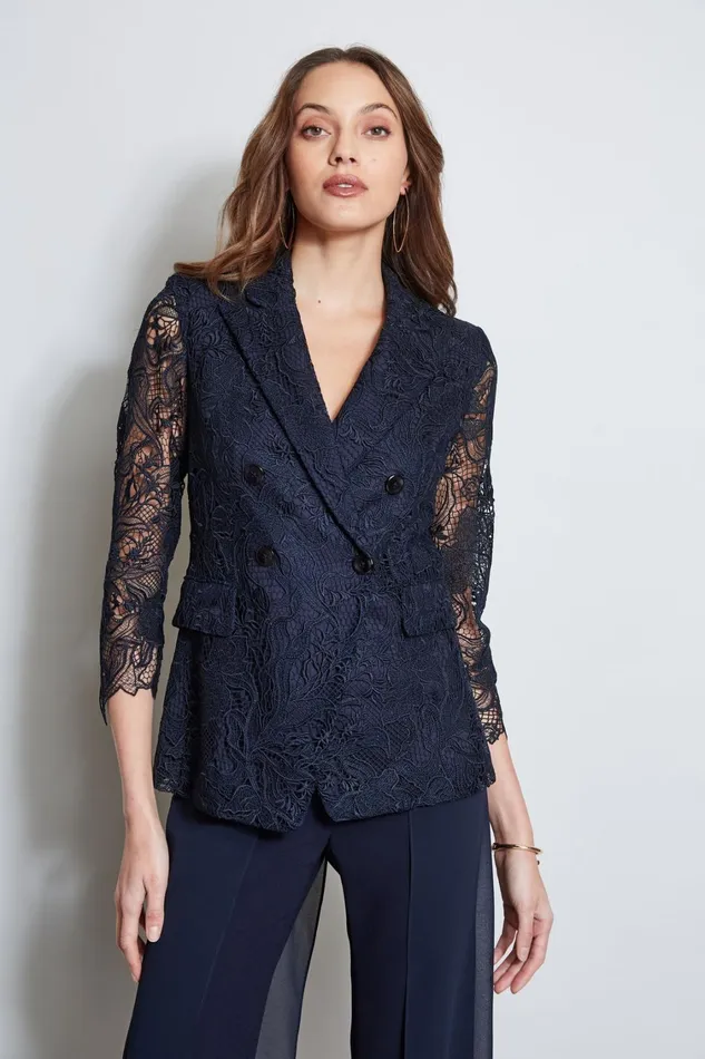 Elie Tahari Jackets and Blazers Double Breasted Lace Blazer Stargazer 8211 Women Elie Tahari Jackets and Blazers Double Breasted Lace Blazer Stargazer 8211 Women