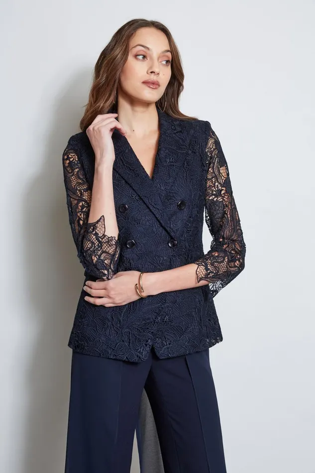 Elie Tahari Jackets and Blazers Double Breasted Lace Blazer Stargazer 8211 Women