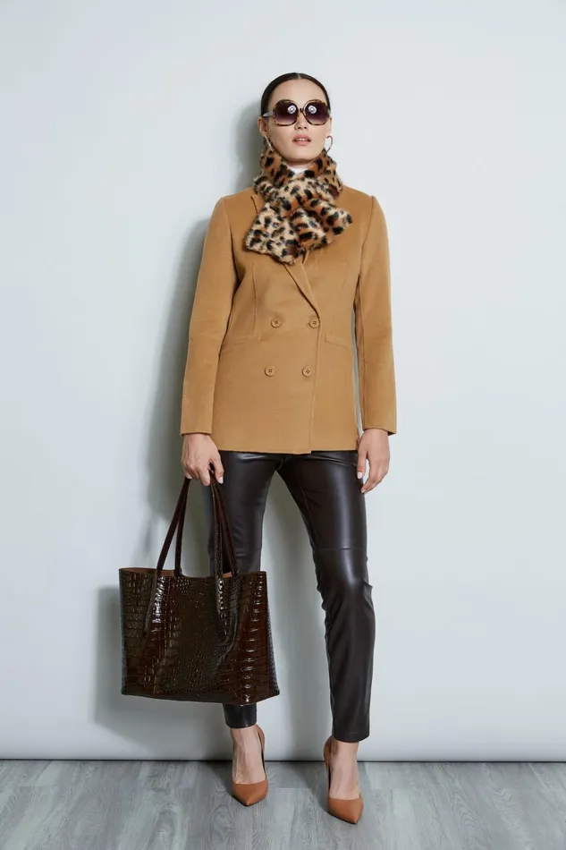 Elie Tahari Jackets and Blazers Double Breasted Wool Blend Blazer Fossil 8211 Women