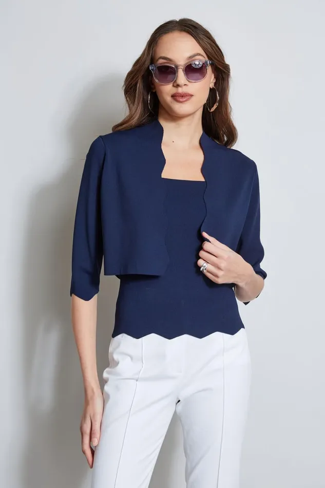 Elie Tahari Knits and Sweaters Scallop Cardigan Stargazer 8211 Women