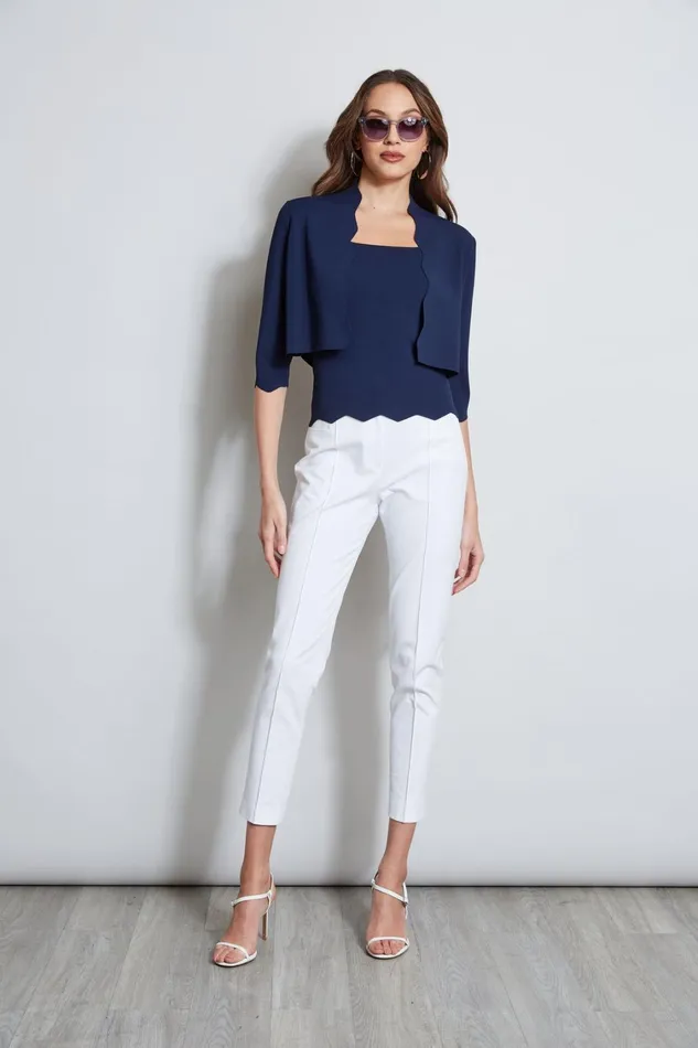 Elie Tahari Knits and Sweaters Scallop Cardigan Stargazer 8211 Women