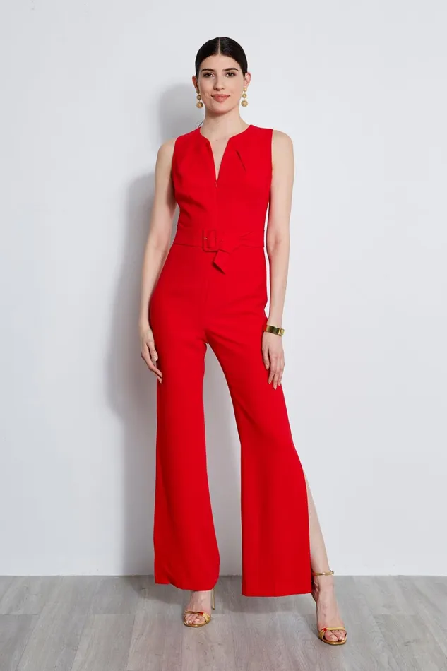 Elie Tahari Maxi Dresses Belted Slit Jumpsuit Berry 8211 Women