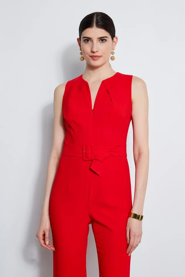 Elie Tahari Maxi Dresses Belted Slit Jumpsuit Berry 8211 Women