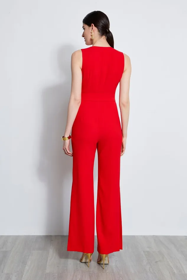 Elie Tahari Maxi Dresses Belted Slit Jumpsuit Berry 8211 Women