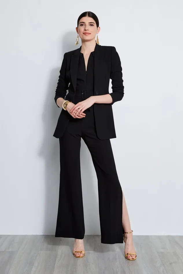 Elie Tahari Maxi Dresses Belted Slit Jumpsuit Black 8211 Women