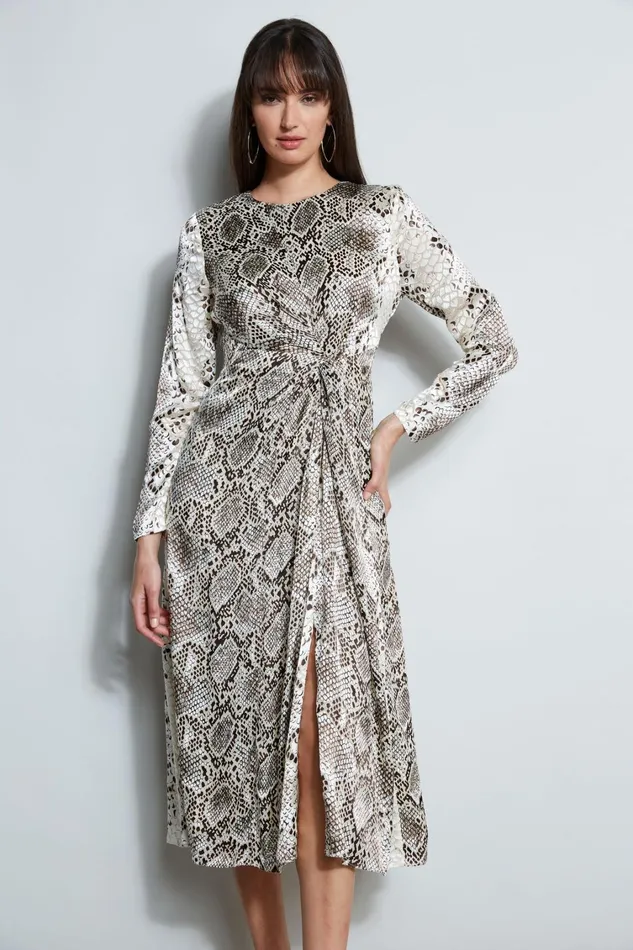Elie Tahari Midi Dresses Burnout Silk Python Dress Boa Burnout 8211 Women