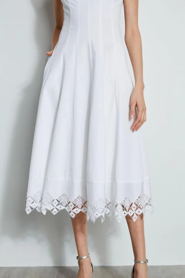 Elie Tahari Midi Dresses Cotton Poplin Square Neck Dress White 8211 Women