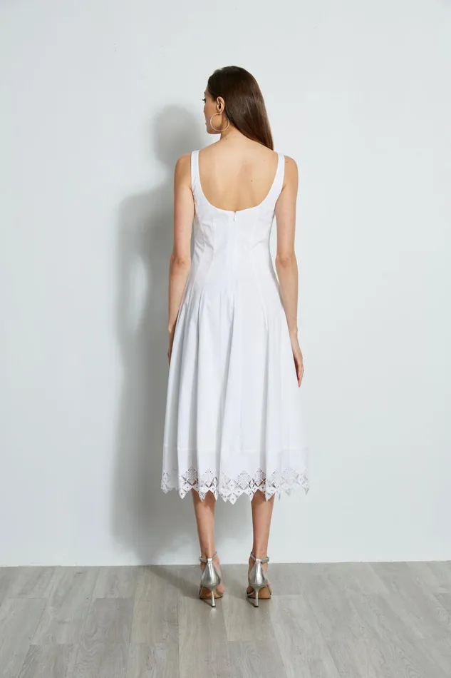 Elie Tahari Midi Dresses Cotton Poplin Square Neck Dress White 8211 Women