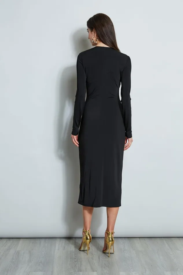 Elie Tahari Midi Dresses Matte Jersey Twist Detail Dress Noir 8211 Women