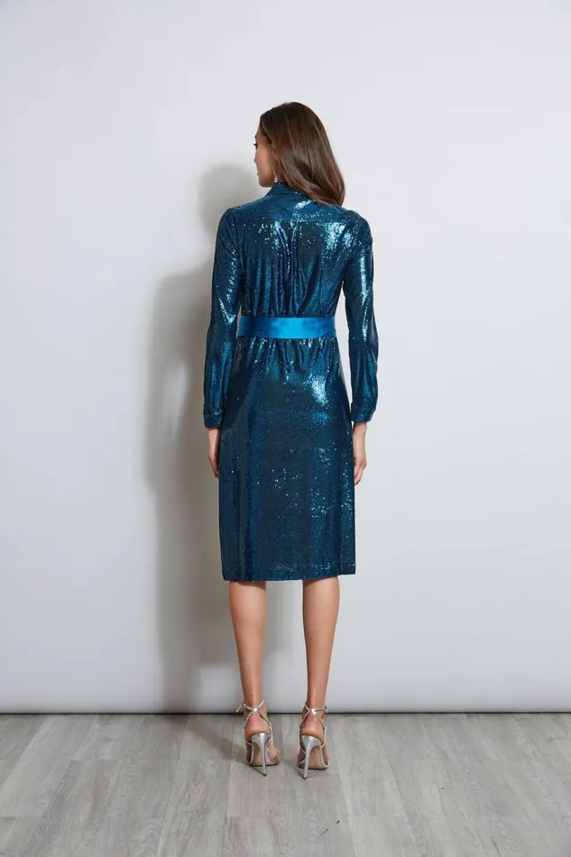 Elie Tahari Midi Dresses Sequin Shirt Dress Teal 8211 Women