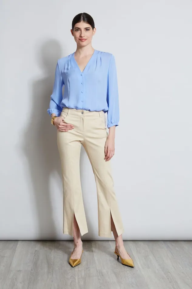 Elie Tahari Pants Cropped Denim Canvas Slit Pant Driftwood 8211 Women