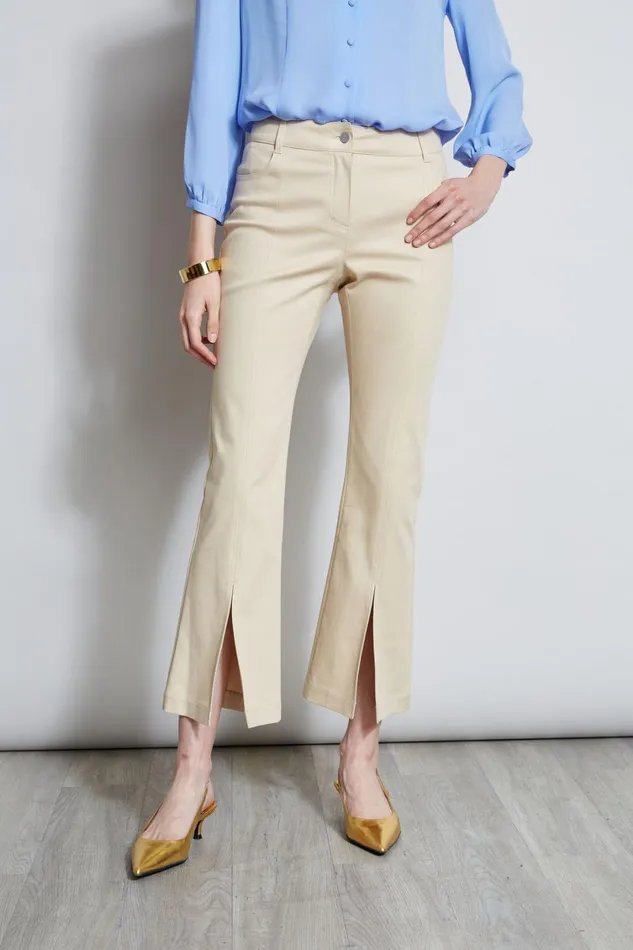 Elie Tahari Pants Cropped Denim Canvas Slit Pant Driftwood 8211 Women