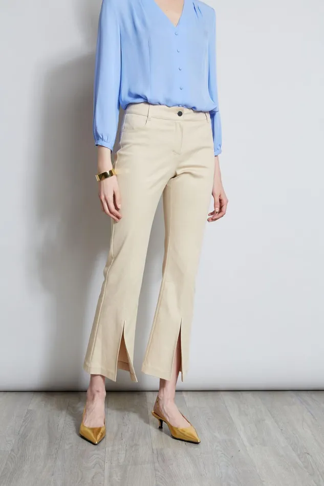 Elie Tahari Pants Cropped Denim Canvas Slit Pant Driftwood 8211 Women
