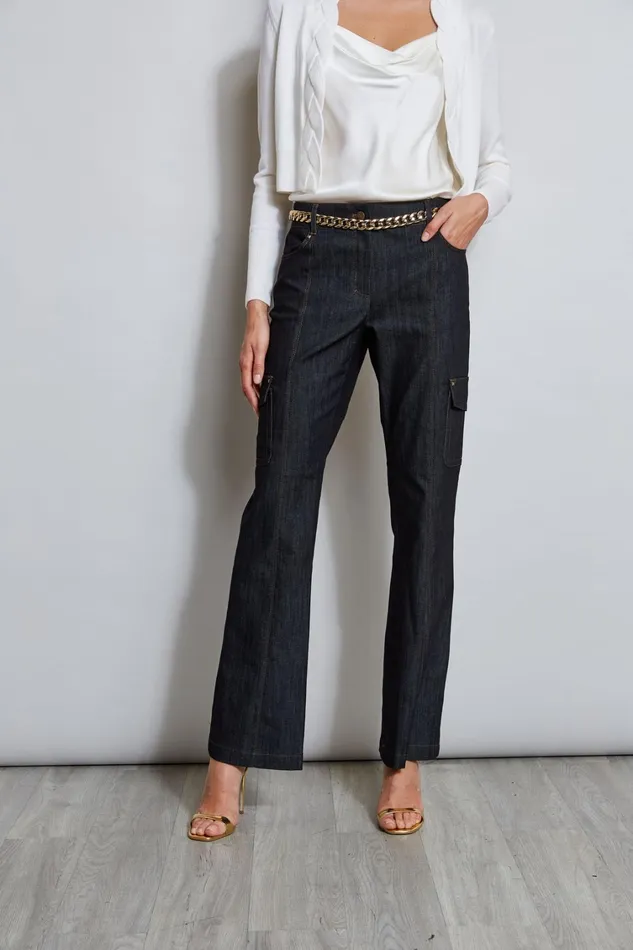 Elie Tahari Pants Denim Cargo Pant Indigo 8211 Women