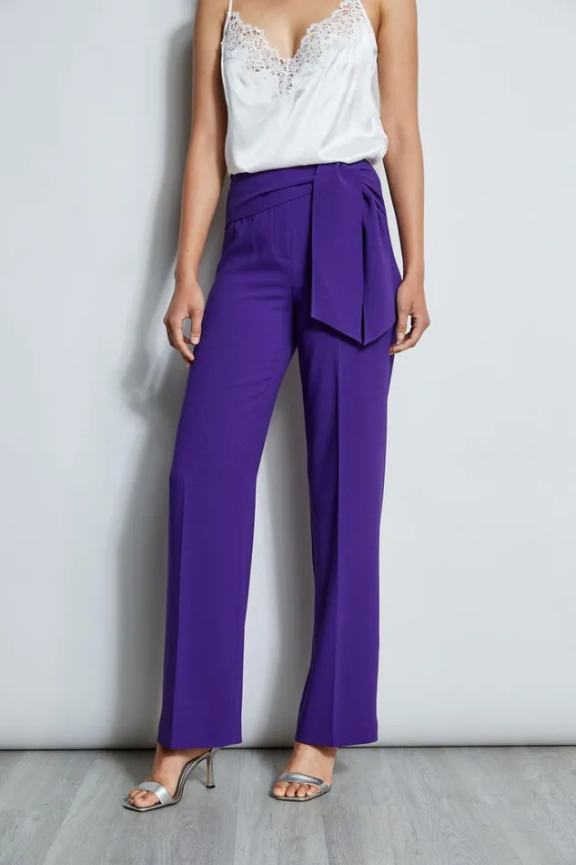 Elie Tahari Pants Wide Leg Sash Pant Plum 8211 Women