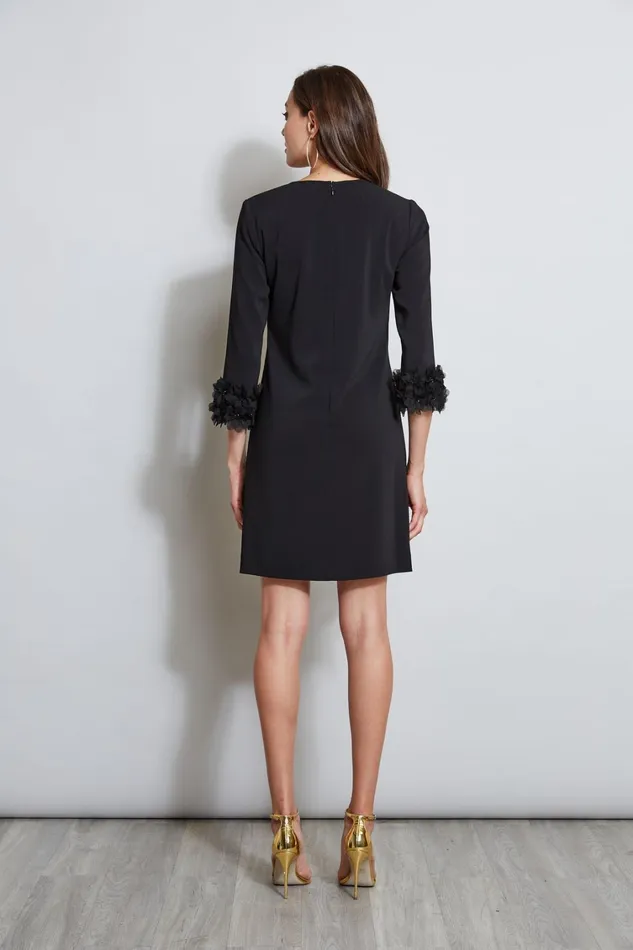 Elie Tahari Short Dresses Flower Applique Sleeve Dress Black 8211 Women