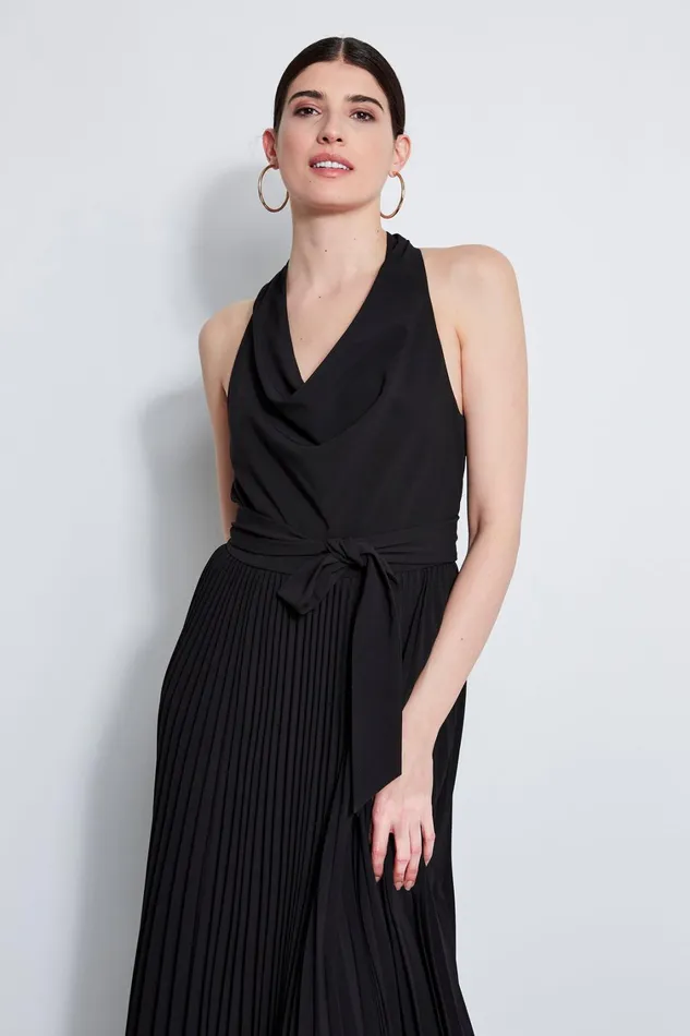 Elie Tahari Short Dresses Pleated Cowl Midi Dress Black 8211 Women