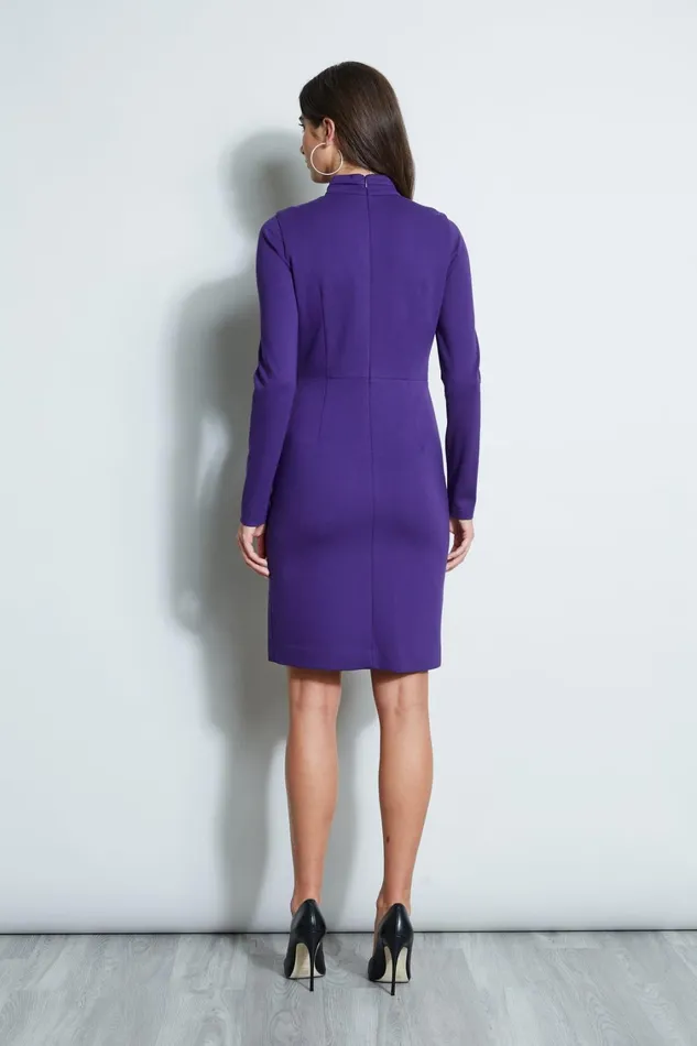Elie Tahari Short Dresses Twist Knit Long Sleeve Dress Winter Plum 8211 Women