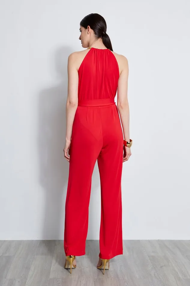 Elie Tahari Sleeveless Dresses Chain Jersey Jumpsuit Blaze Red 8211 Women
