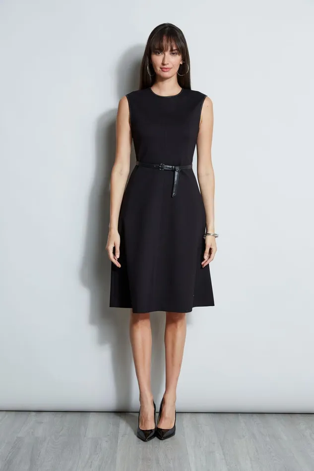 Elie Tahari Sleeveless Dresses Fit and Flare Knit Dress Black 8211 Women