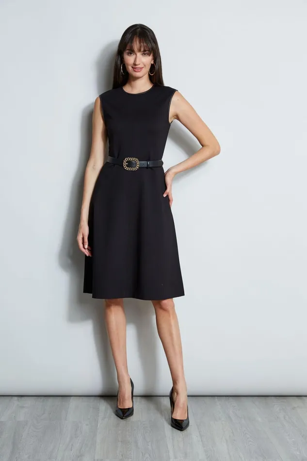 Elie Tahari Sleeveless Dresses Fit and Flare Knit Dress Black 8211 Women