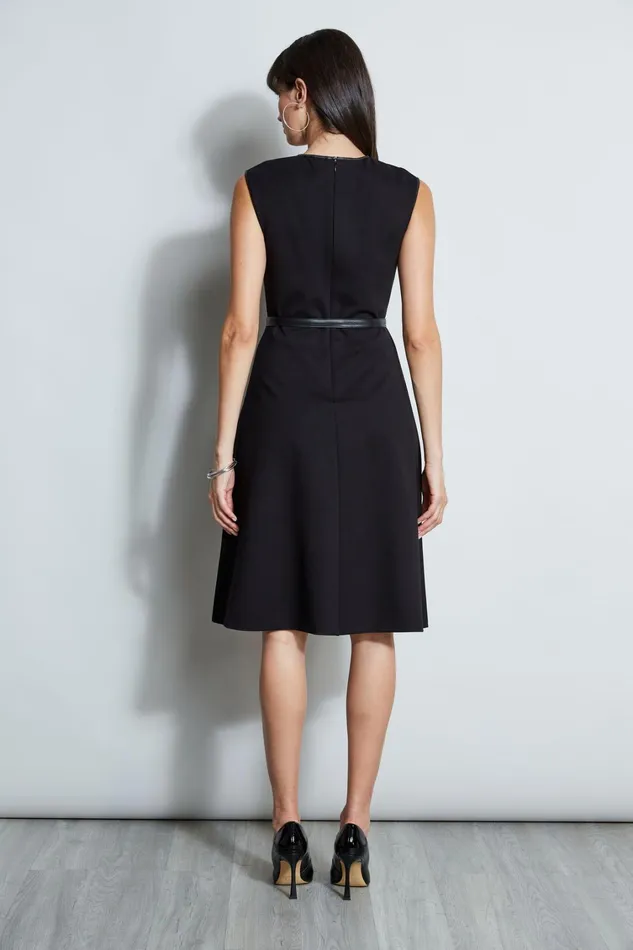 Elie Tahari Sleeveless Dresses Fit and Flare Knit Dress Black 8211 Women