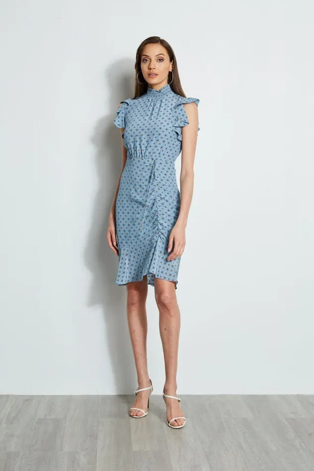 Elie Tahari Sleeveless Dresses Silk Sun Printed Dress Sun Blue Print 8211 Women