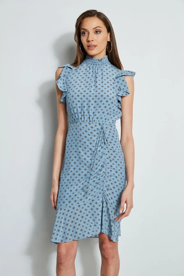 Elie Tahari Sleeveless Dresses Silk Sun Printed Dress Sun Blue Print 8211 Women