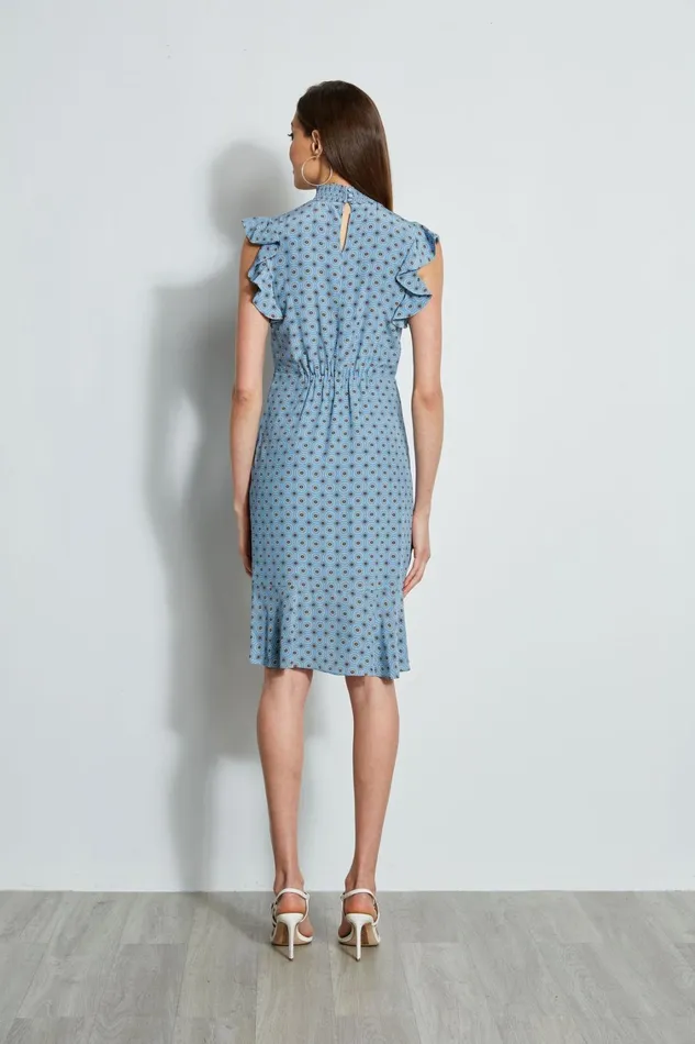 Elie Tahari Sleeveless Dresses Silk Sun Printed Dress Sun Blue Print 8211 Women