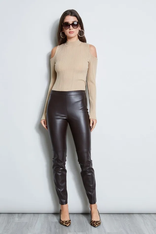 Elie Tahari Suiting Cold Shoulder Mock Neck Sweater Camel 8211 Women