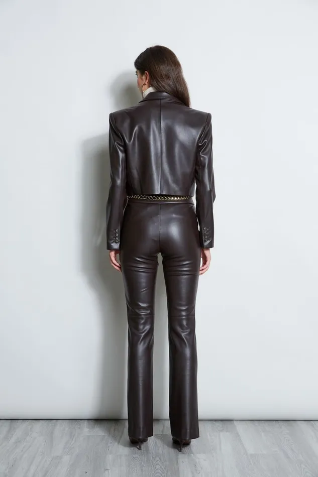 Elie Tahari Suiting Cropped Vegan Leather Jacket Espresso 8211 Women
