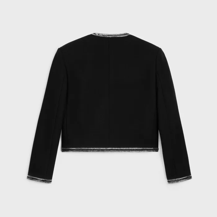 Embroidered Cardigan In Wool Cloth Black Men CELINE KNITWEAR