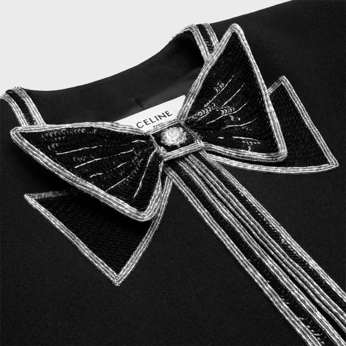 Embroidered Cardigan In Wool Cloth Black Men CELINE KNITWEAR