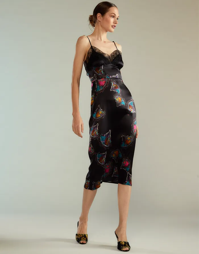 Emi Silk Slip Dress 8211 Blkmul Women Cynthia Rowley Dresses