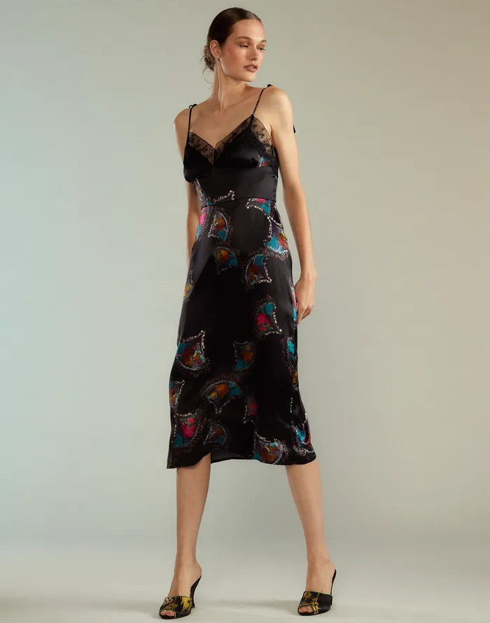 Emi Silk Slip Dress 8211 Blkmul Women Cynthia Rowley Dresses